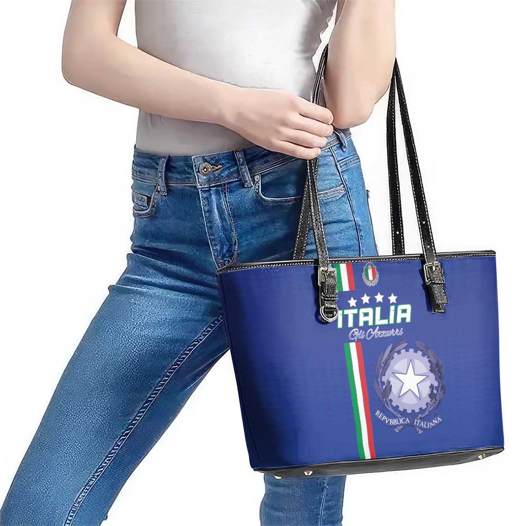 Italy Football Leather Tote Bag Come On Gli Azzurri - Wonder Print Shop