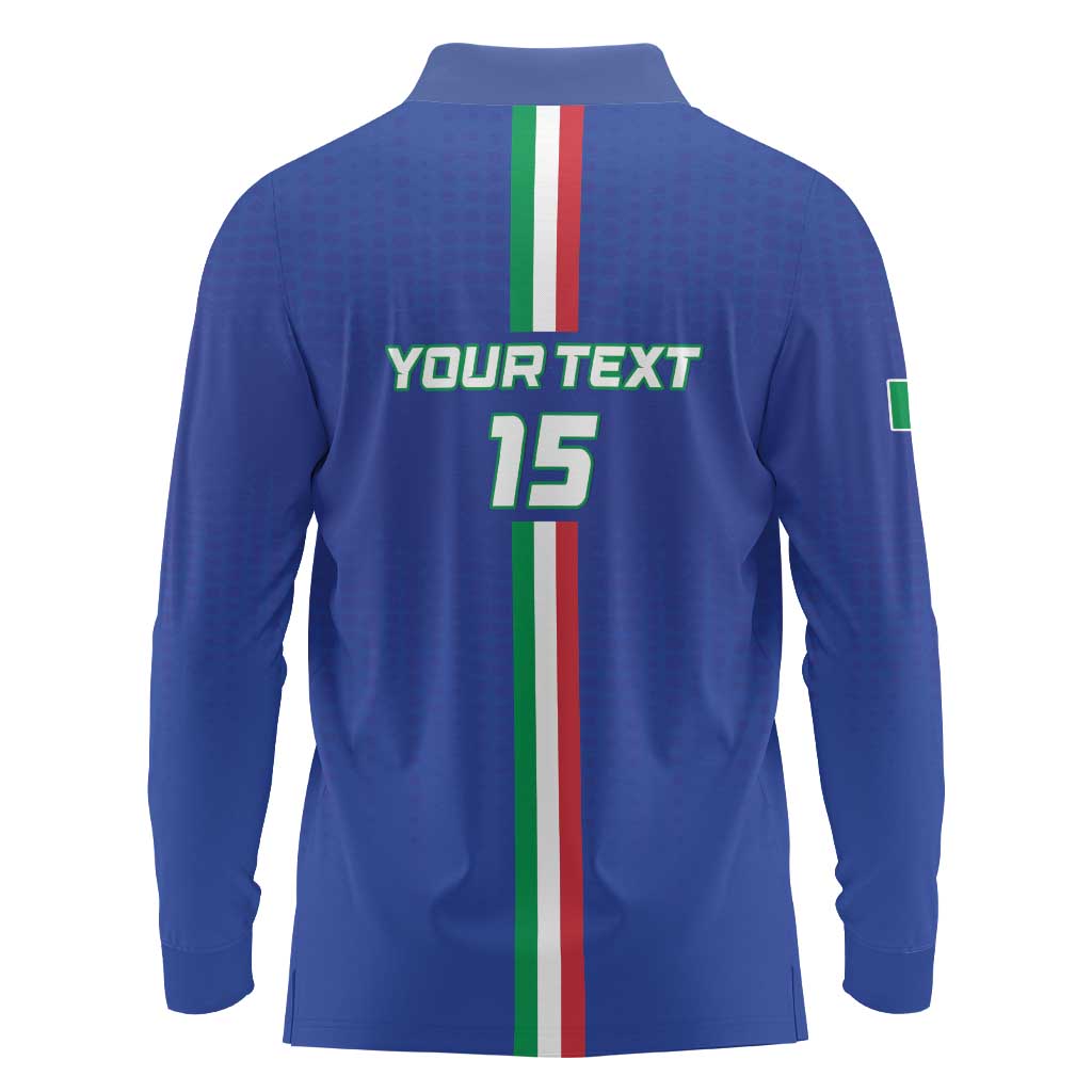 Custom Italy Football Long Sleeve Polo Shirt Come On Gli Azzurri - Wonder Print Shop