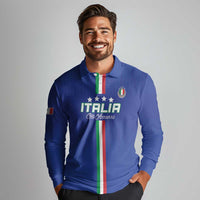 Custom Italy Football Long Sleeve Polo Shirt Come On Gli Azzurri - Wonder Print Shop