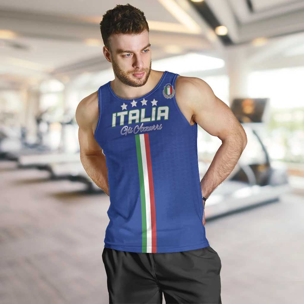Custom Italy Football Men Tank Top Come On Gli Azzurri - Wonder Print Shop