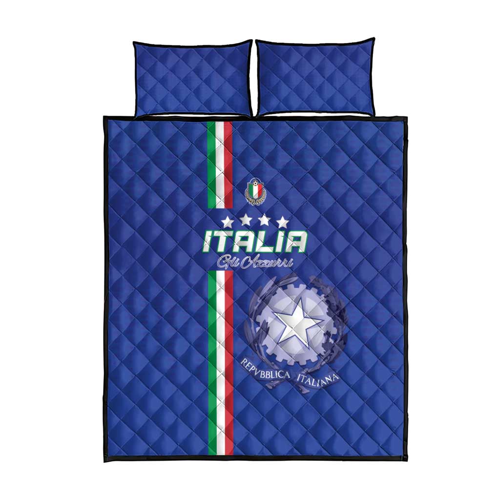 Italy Football Quilt Bed Set Come On Gli Azzurri - Wonder Print Shop