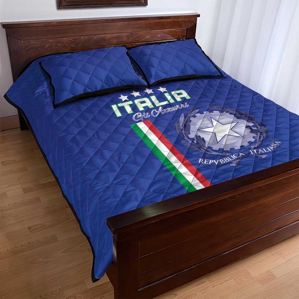 Italy Football Quilt Bed Set Come On Gli Azzurri - Wonder Print Shop