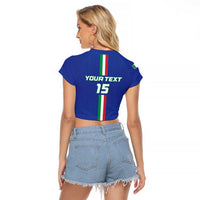 Custom Italy Football Raglan Cropped T Shirt Come On Gli Azzurri - Wonder Print Shop