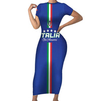 Custom Italy Football Short Sleeve Bodycon Dress Come On Gli Azzurri - Wonder Print Shop