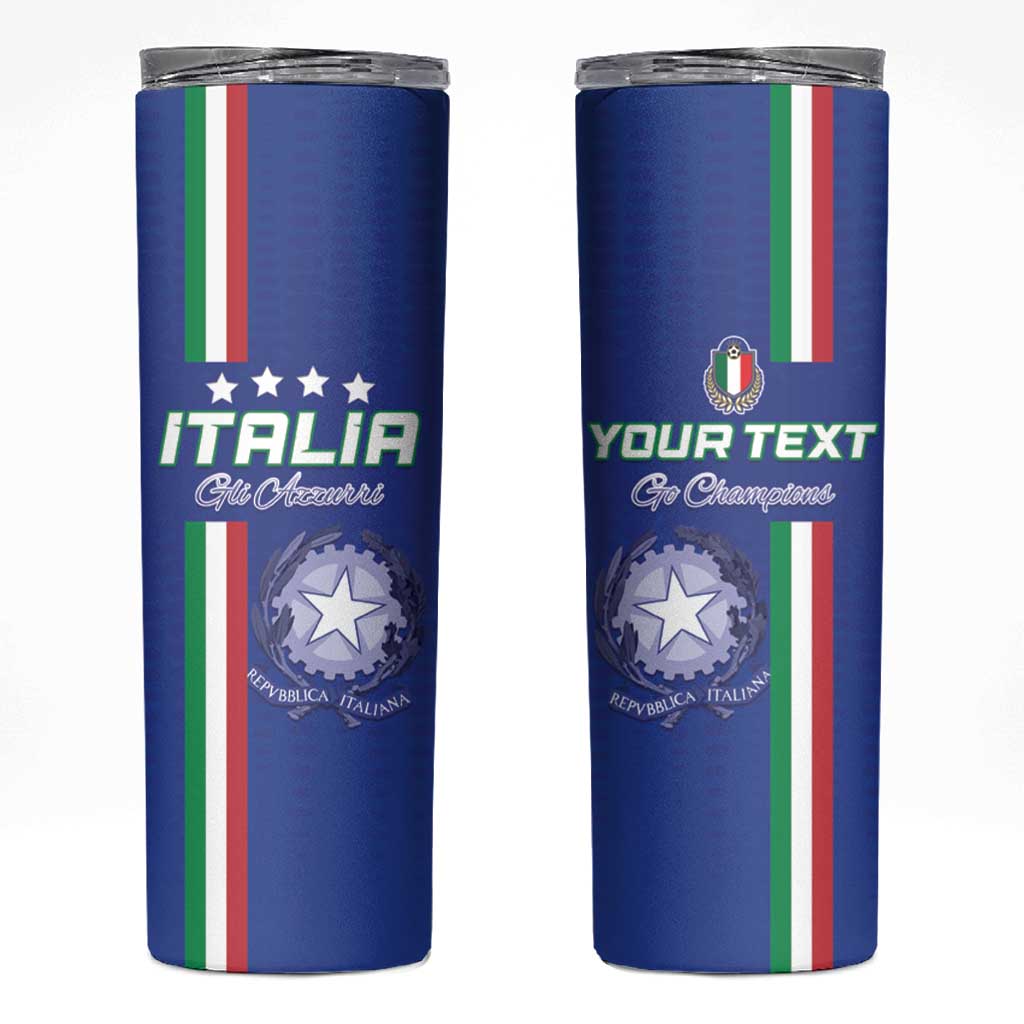 Custom Italy Football Skinny Tumbler Come On Gli Azzurri - Wonder Print Shop