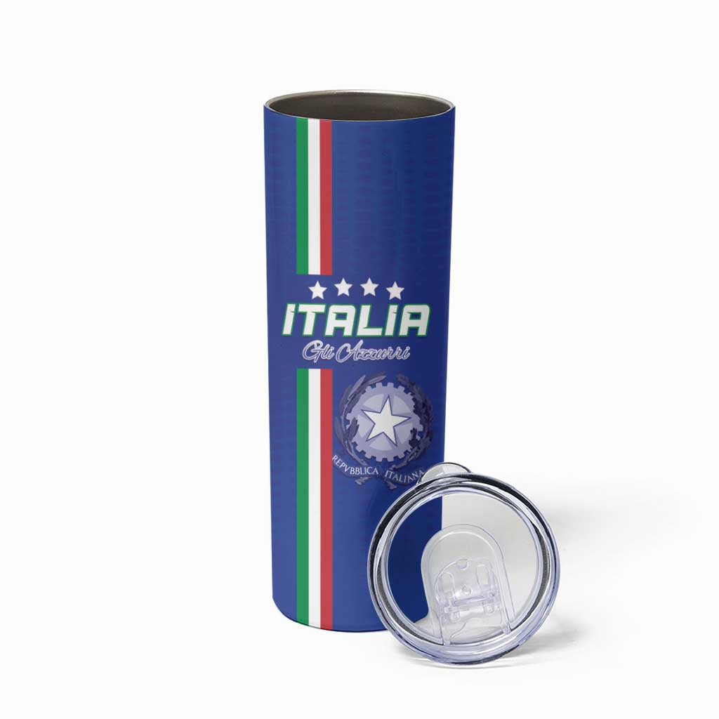 Custom Italy Football Skinny Tumbler Come On Gli Azzurri - Wonder Print Shop