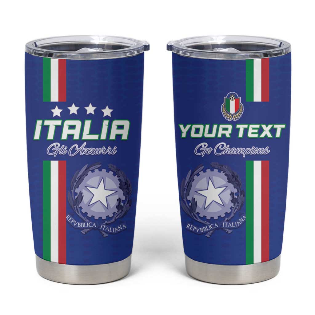 Custom Italy Football Tumbler Cup Come On Gli Azzurri - Wonder Print Shop