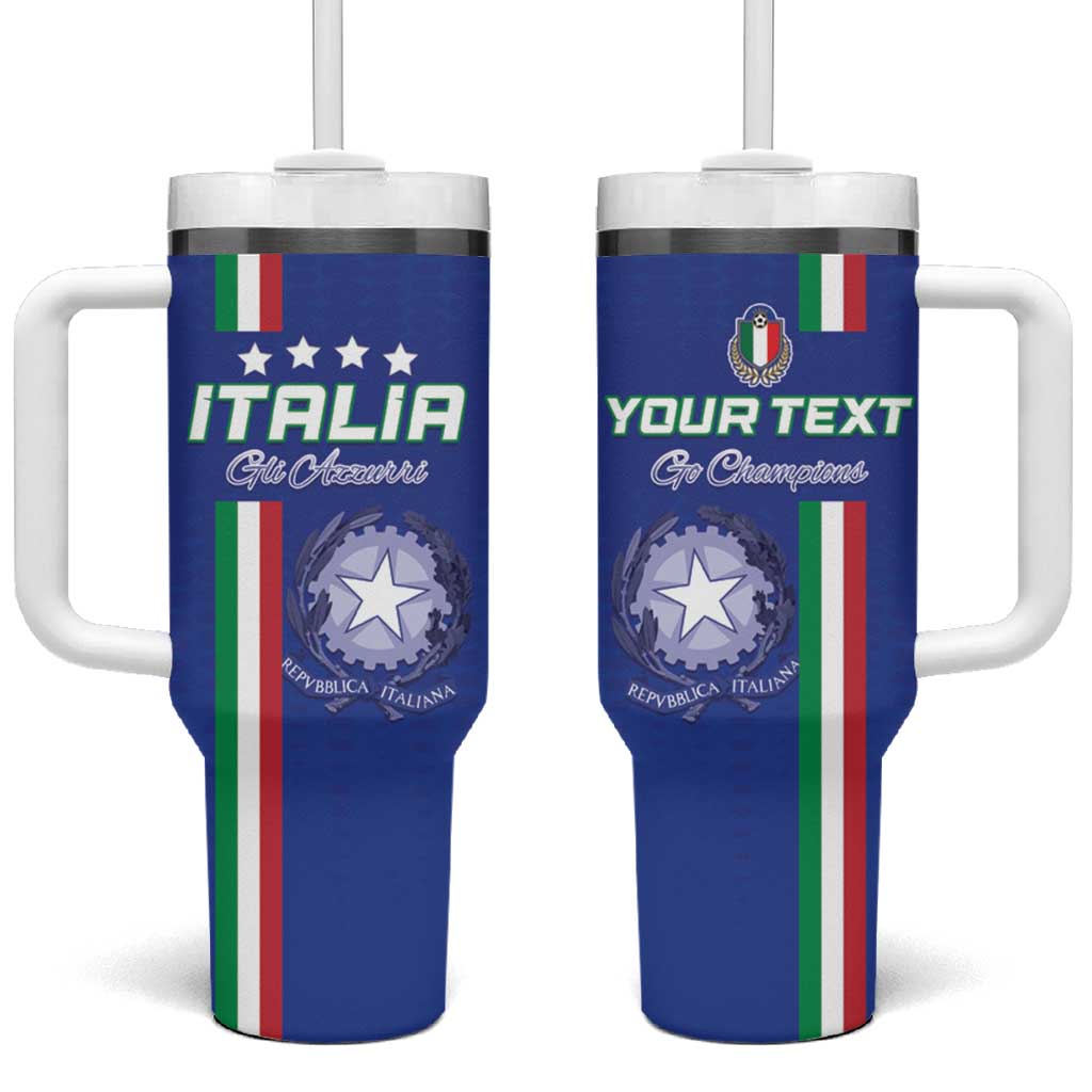 Custom Italy Football Tumbler With Handle Come On Gli Azzurri - Wonder Print Shop