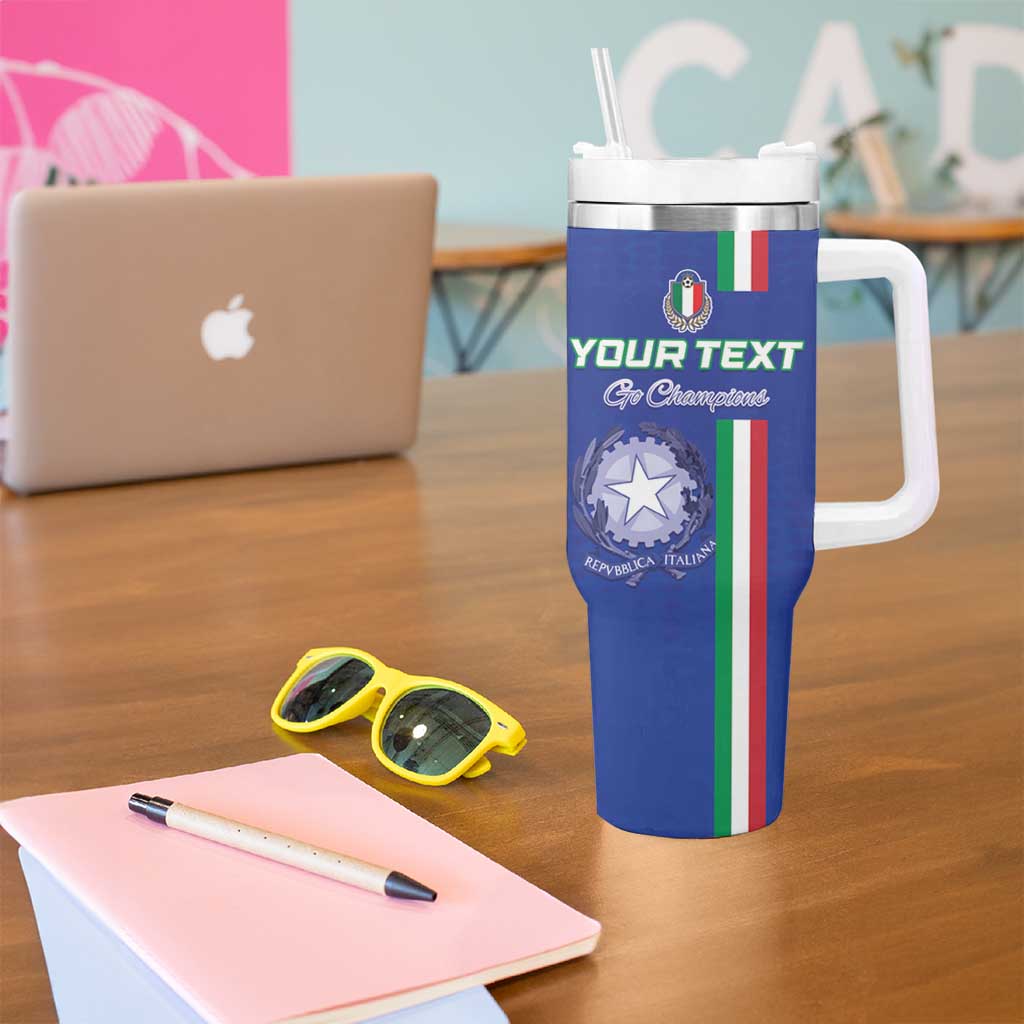 Custom Italy Football Tumbler With Handle Come On Gli Azzurri - Wonder Print Shop