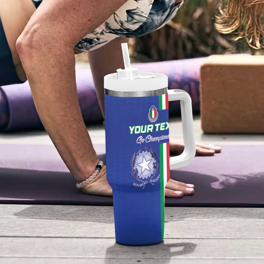 Custom Italy Football Tumbler With Handle Come On Gli Azzurri - Wonder Print Shop