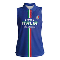 Custom Italy Football Women Sleeveless Polo Shirt Come On Gli Azzurri - Wonder Print Shop