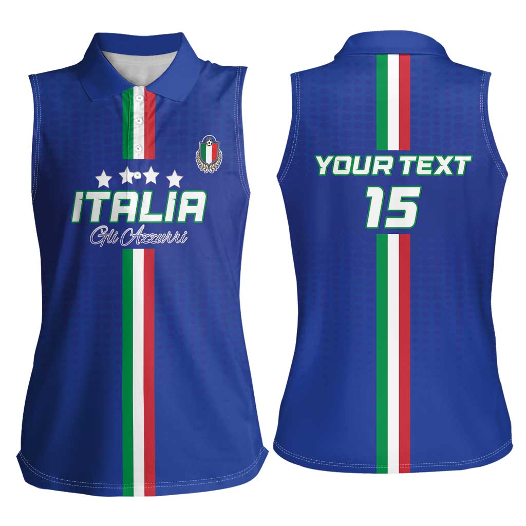 Custom Italy Football Women Sleeveless Polo Shirt Come On Gli Azzurri - Wonder Print Shop