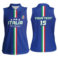 Custom Italy Football Women Sleeveless Polo Shirt Come On Gli Azzurri - Wonder Print Shop