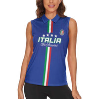 Custom Italy Football Women Sleeveless Polo Shirt Come On Gli Azzurri - Wonder Print Shop