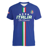 Custom Italy Football Women V-Neck T-Shirt Come On Gli Azzurri - Wonder Print Shop