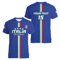 Custom Italy Football Women V-Neck T-Shirt Come On Gli Azzurri - Wonder Print Shop