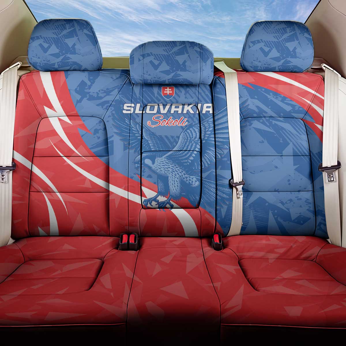 Slovakia Football Back Car Seat Cover Come On Sokoli - Wonder Print Shop