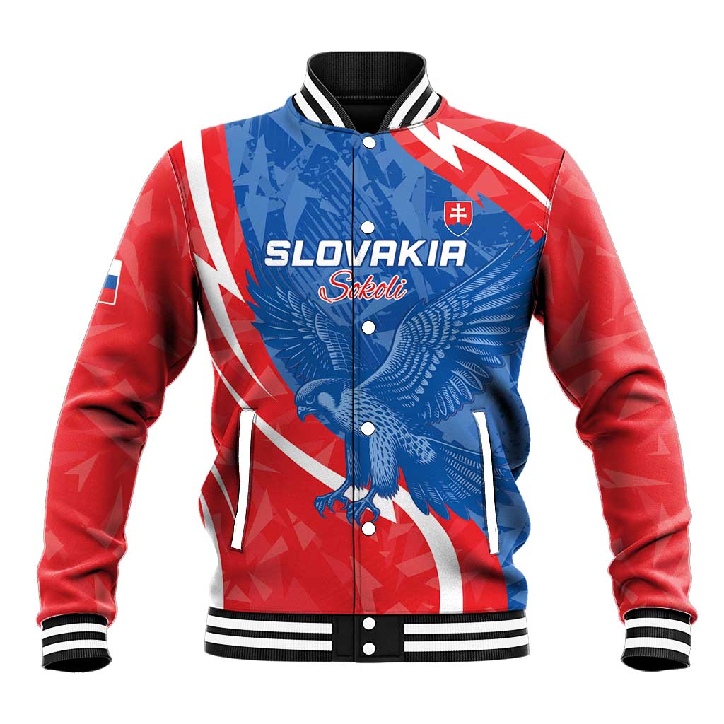 Custom Slovakia Football Baseball Jacket Come On Sokoli - Wonder Print Shop