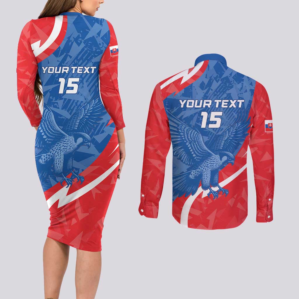 Custom Slovakia Football Couples Matching Long Sleeve Bodycon Dress and Long Sleeve Button Shirt Come On Sokoli - Wonder Print Shop