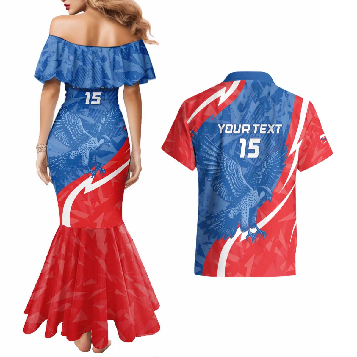 Custom Slovakia Football Couples Matching Mermaid Dress and Hawaiian Shirt Come On Sokoli - Wonder Print Shop