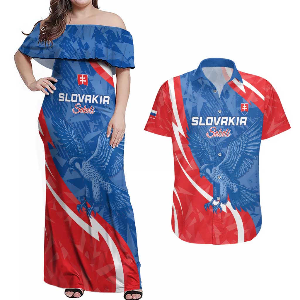 Custom Slovakia Football Couples Matching Off Shoulder Maxi Dress and Hawaiian Shirt Come On Sokoli - Wonder Print Shop