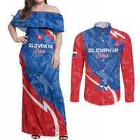 Custom Slovakia Football Couples Matching Off Shoulder Maxi Dress and Long Sleeve Button Shirt Come On Sokoli - Wonder Print Shop