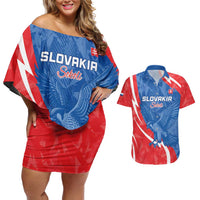 Custom Slovakia Football Couples Matching Off Shoulder Short Dress and Hawaiian Shirt Come On Sokoli - Wonder Print Shop