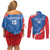 Custom Slovakia Football Couples Matching Off Shoulder Short Dress and Long Sleeve Button Shirt Come On Sokoli - Wonder Print Shop