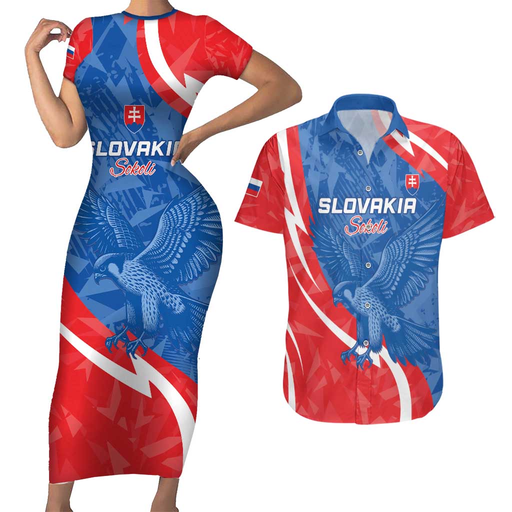 Custom Slovakia Football Couples Matching Short Sleeve Bodycon Dress and Hawaiian Shirt Come On Sokoli - Wonder Print Shop