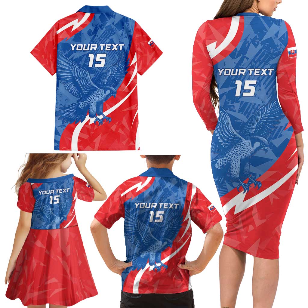 Custom Slovakia Football Family Matching Long Sleeve Bodycon Dress and Hawaiian Shirt Come On Sokoli - Wonder Print Shop