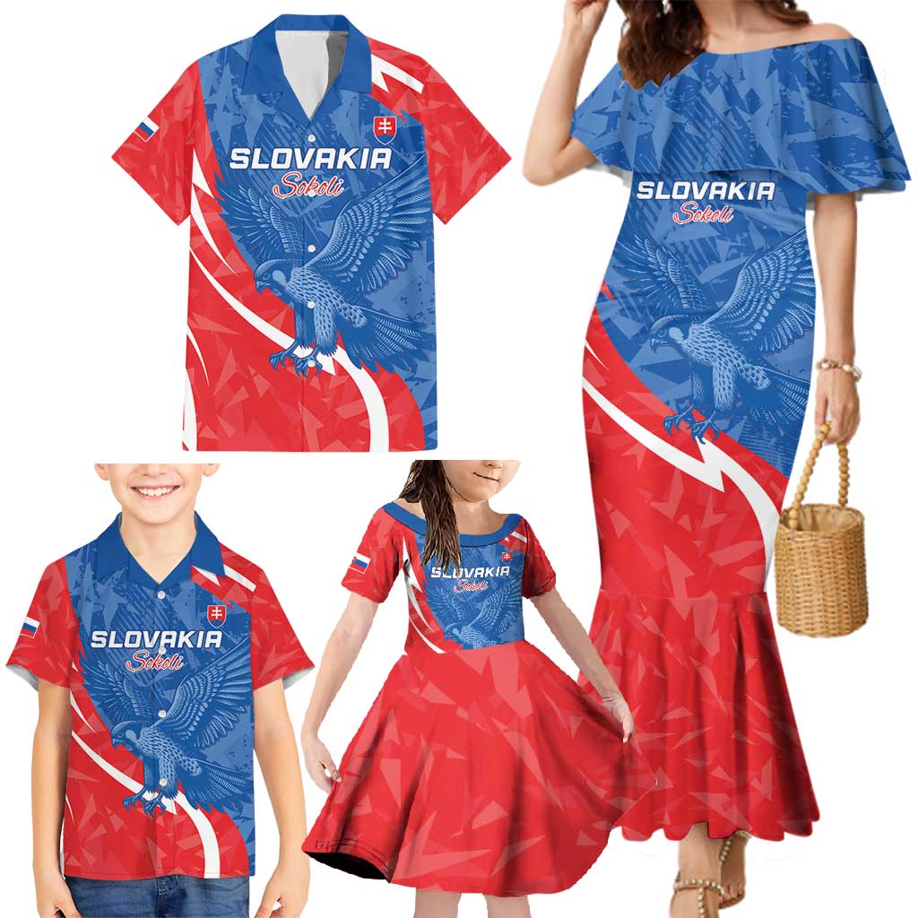 Custom Slovakia Football Family Matching Mermaid Dress and Hawaiian Shirt Come On Sokoli - Wonder Print Shop