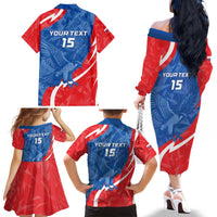 Custom Slovakia Football Family Matching Off The Shoulder Long Sleeve Dress and Hawaiian Shirt Come On Sokoli - Wonder Print Shop