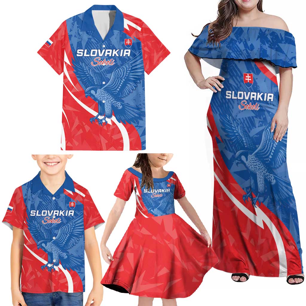 Custom Slovakia Football Family Matching Off Shoulder Maxi Dress and Hawaiian Shirt Come On Sokoli - Wonder Print Shop