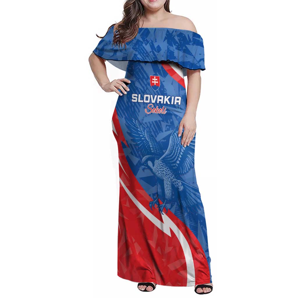 Custom Slovakia Football Family Matching Off Shoulder Maxi Dress and Hawaiian Shirt Come On Sokoli - Wonder Print Shop