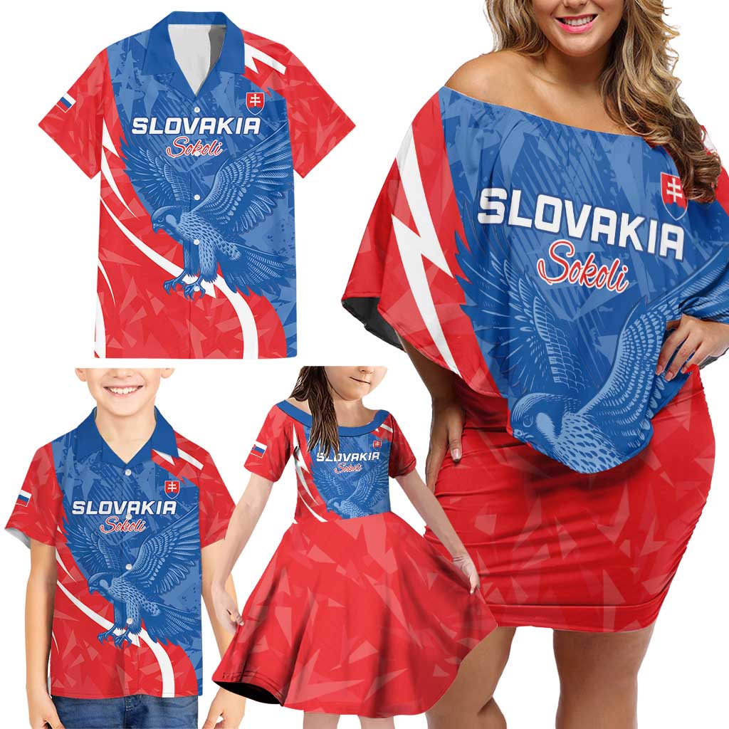 Custom Slovakia Football Family Matching Off Shoulder Short Dress and Hawaiian Shirt Come On Sokoli - Wonder Print Shop