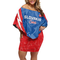 Custom Slovakia Football Family Matching Off Shoulder Short Dress and Hawaiian Shirt Come On Sokoli - Wonder Print Shop