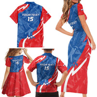 Custom Slovakia Football Family Matching Short Sleeve Bodycon Dress and Hawaiian Shirt Come On Sokoli - Wonder Print Shop