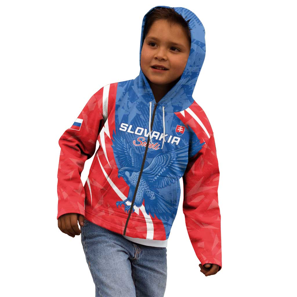 Custom Slovakia Football Kid Hoodie Come On Sokoli - Wonder Print Shop