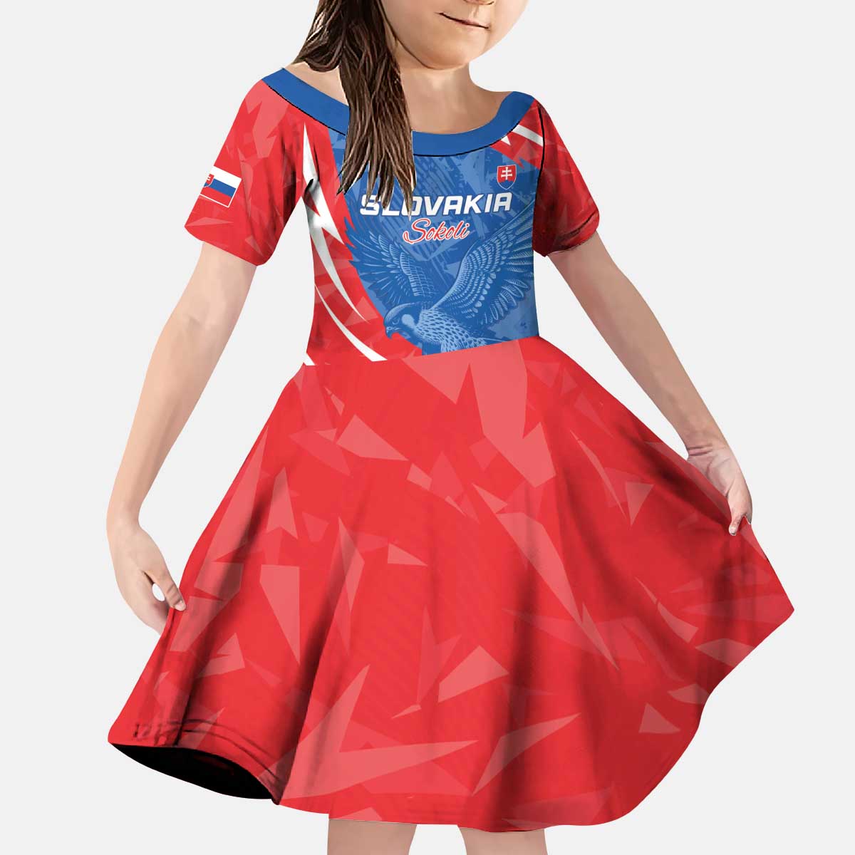Custom Slovakia Football Kid Short Sleeve Dress Come On Sokoli - Wonder Print Shop
