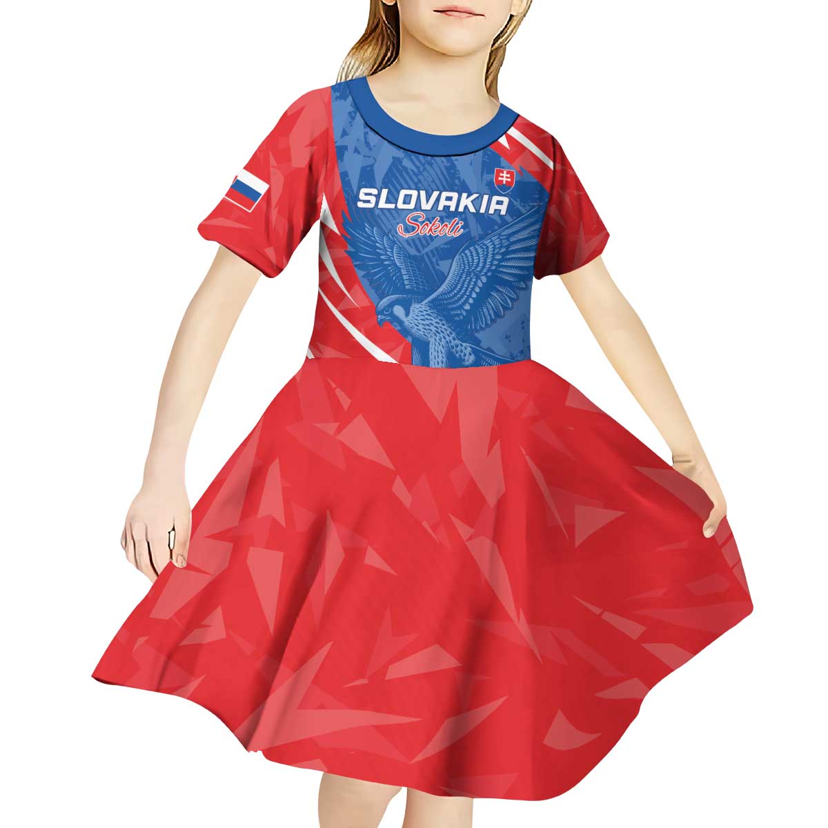 Custom Slovakia Football Kid Short Sleeve Dress Come On Sokoli - Wonder Print Shop