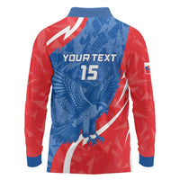 Custom Slovakia Football Long Sleeve Polo Shirt Come On Sokoli - Wonder Print Shop