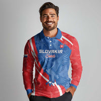 Custom Slovakia Football Long Sleeve Polo Shirt Come On Sokoli - Wonder Print Shop