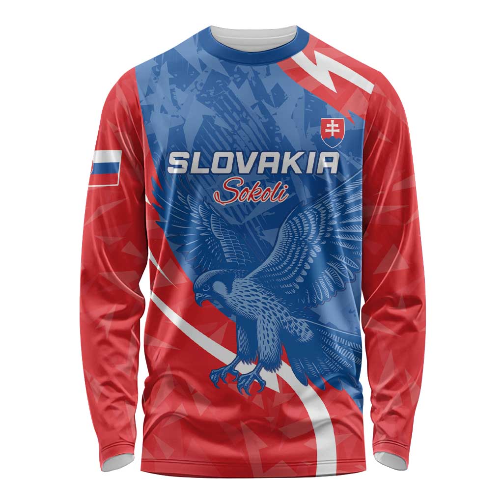 Custom Slovakia Football Long Sleeve Shirt Come On Sokoli - Wonder Print Shop
