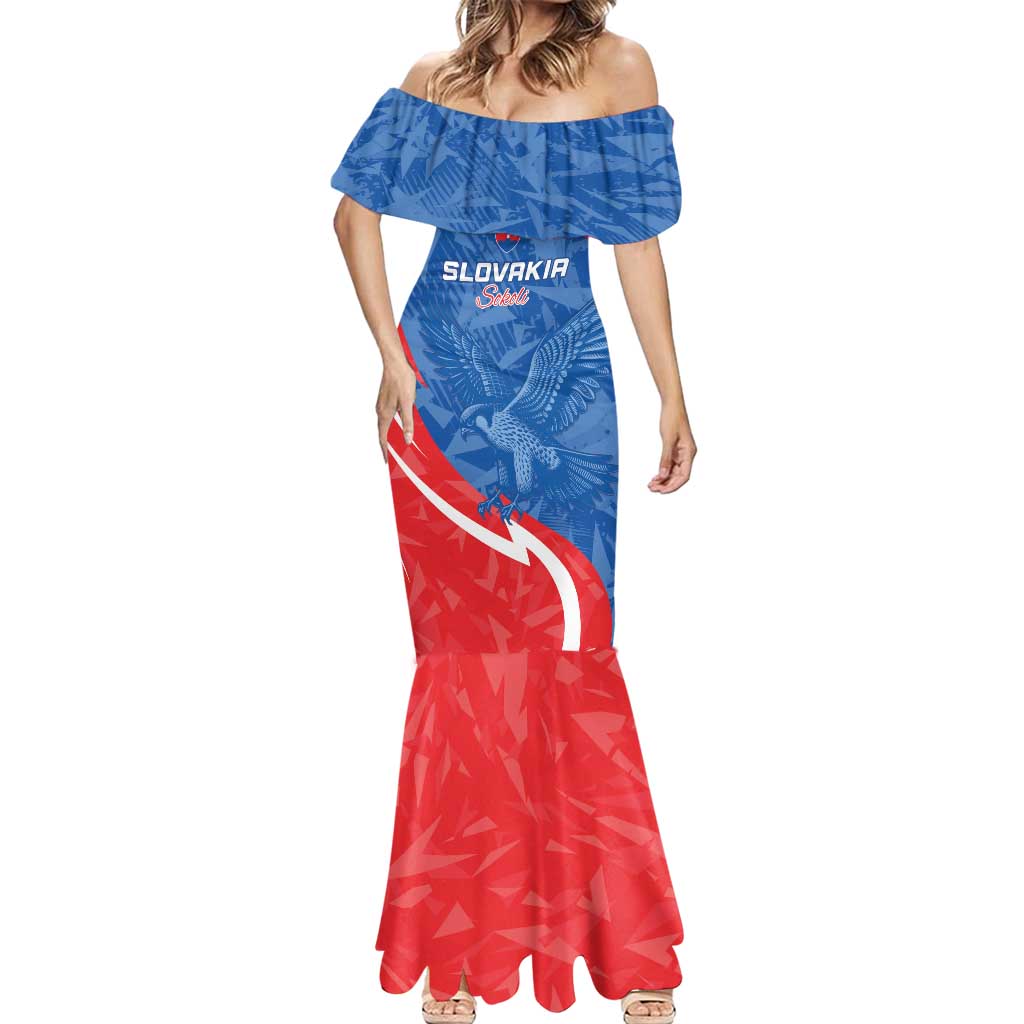 Custom Slovakia Football Mermaid Dress Come On Sokoli - Wonder Print Shop