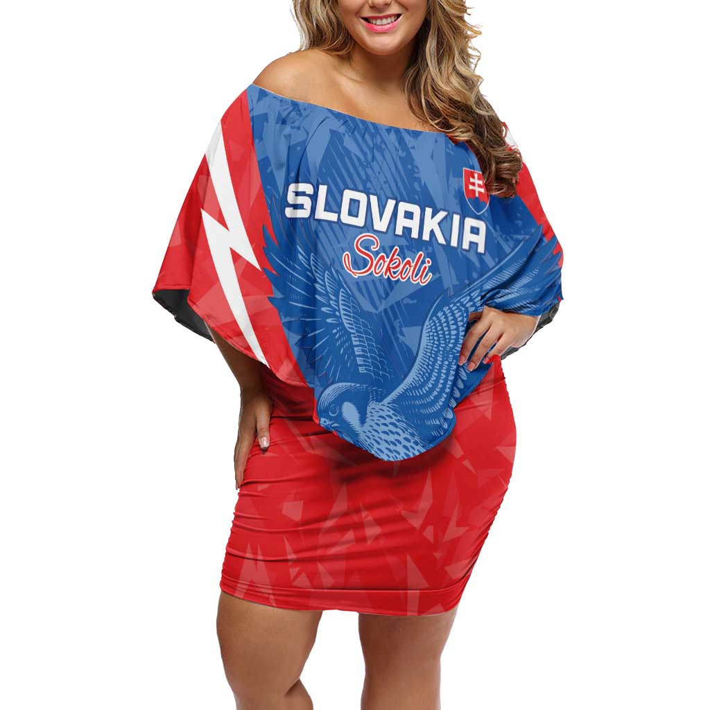 Custom Slovakia Football Off Shoulder Short Dress Come On Sokoli - Wonder Print Shop