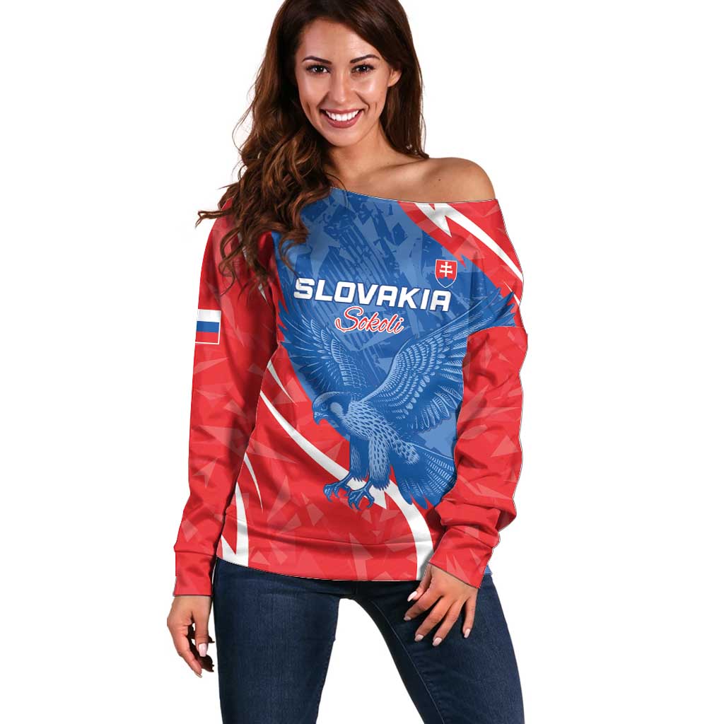 Custom Slovakia Football Off Shoulder Sweater Come On Sokoli - Wonder Print Shop