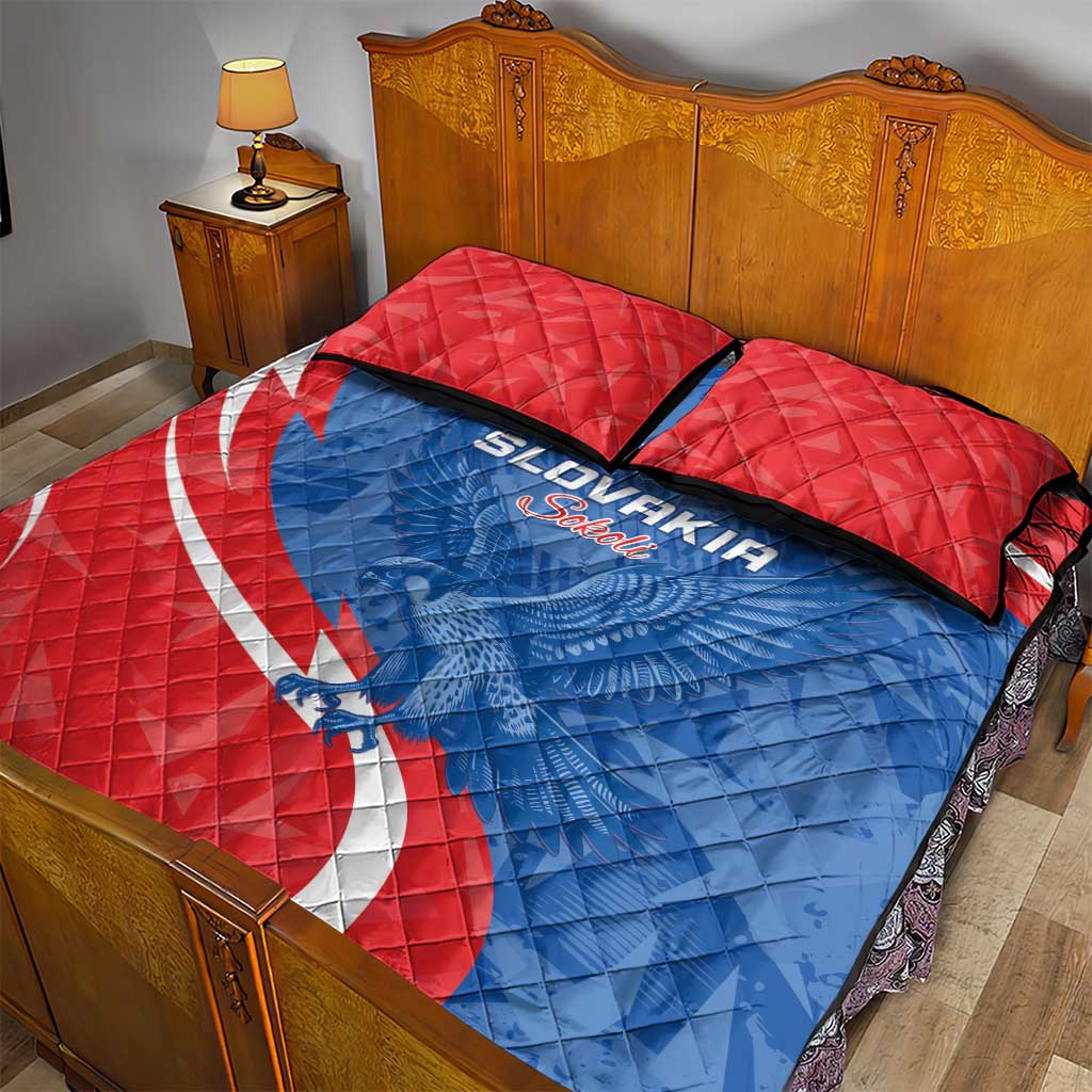 Slovakia Football Quilt Bed Set Come On Sokoli - Wonder Print Shop