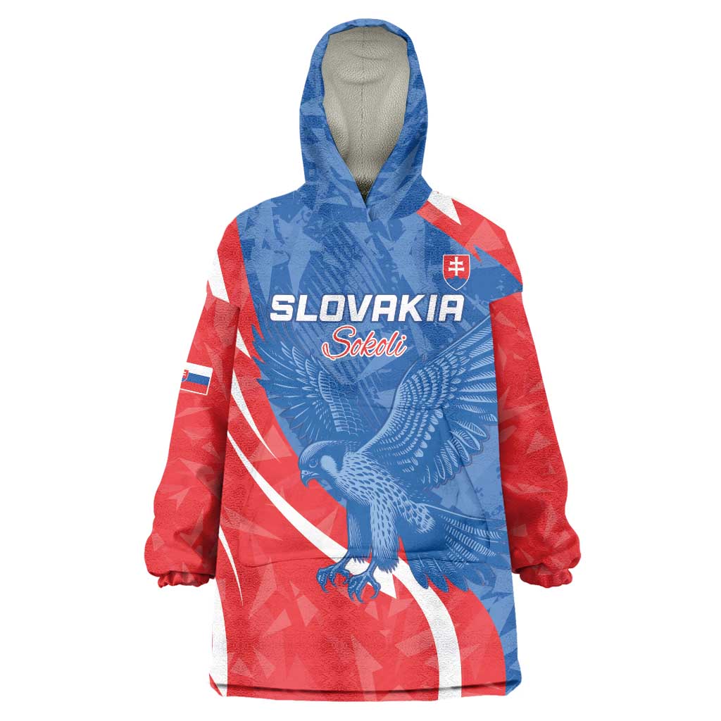 Custom Slovakia Football Wearable Blanket Hoodie Come On Sokoli - Wonder Print Shop