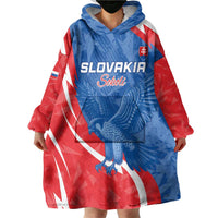Custom Slovakia Football Wearable Blanket Hoodie Come On Sokoli - Wonder Print Shop