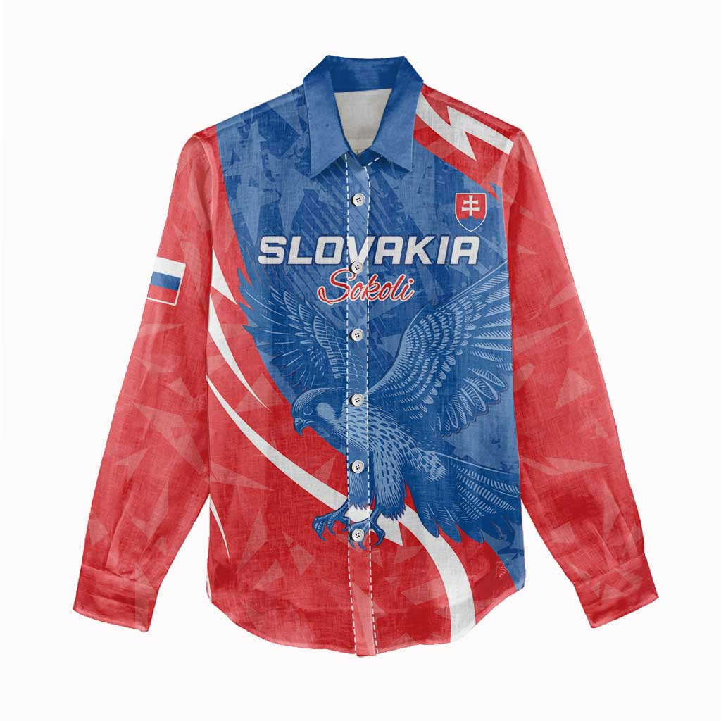 Custom Slovakia Football Women Casual Shirt Come On Sokoli - Wonder Print Shop